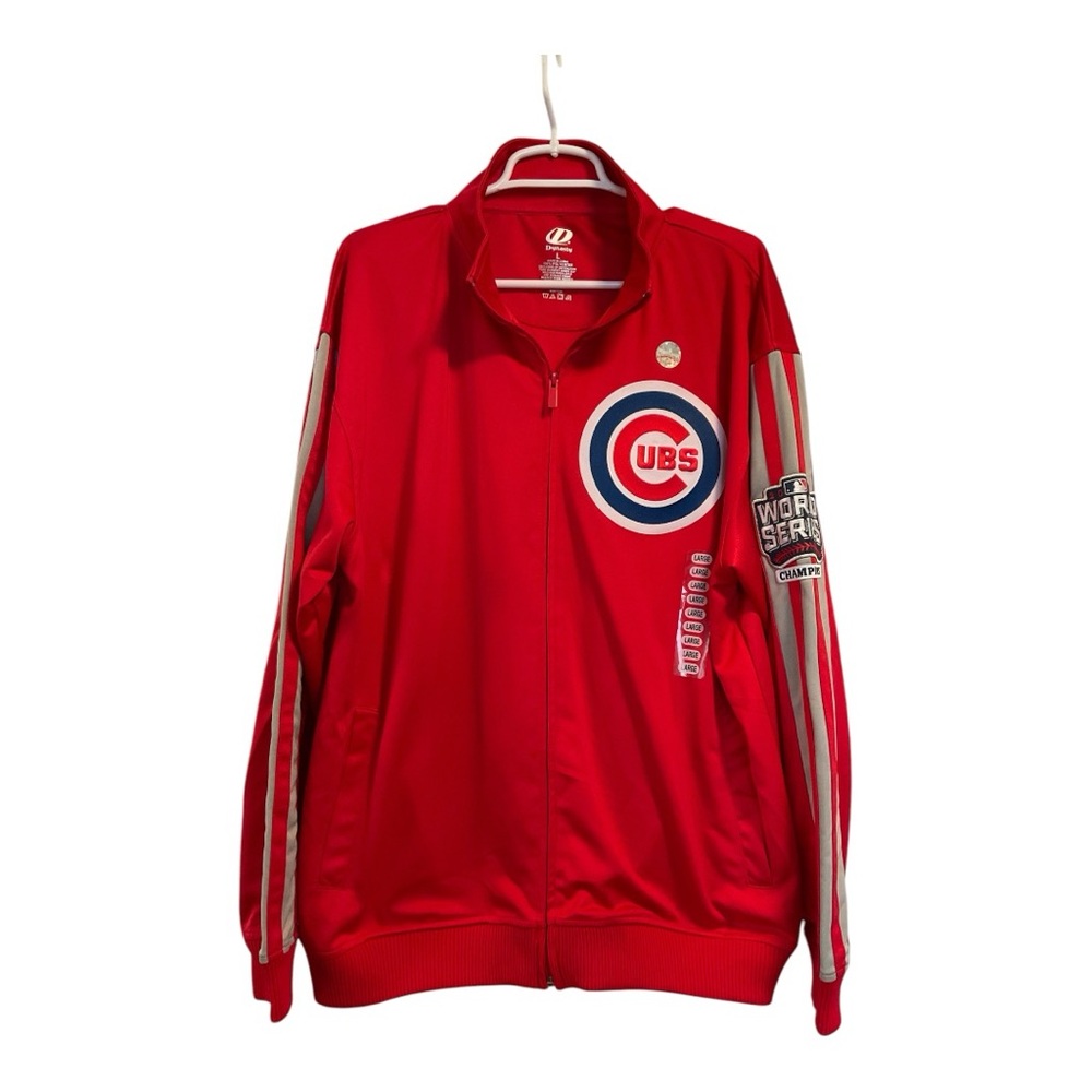 Chicago Cubs World Series 2016 Sz L Dynasty Full Zip Red Track Jacket NWT